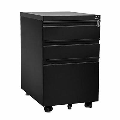 White 3-Drawer Mobile Vertical Filing Cabinet V65898