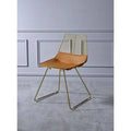 Metal Slat Back Side Chair in Tan/Gold Z29195