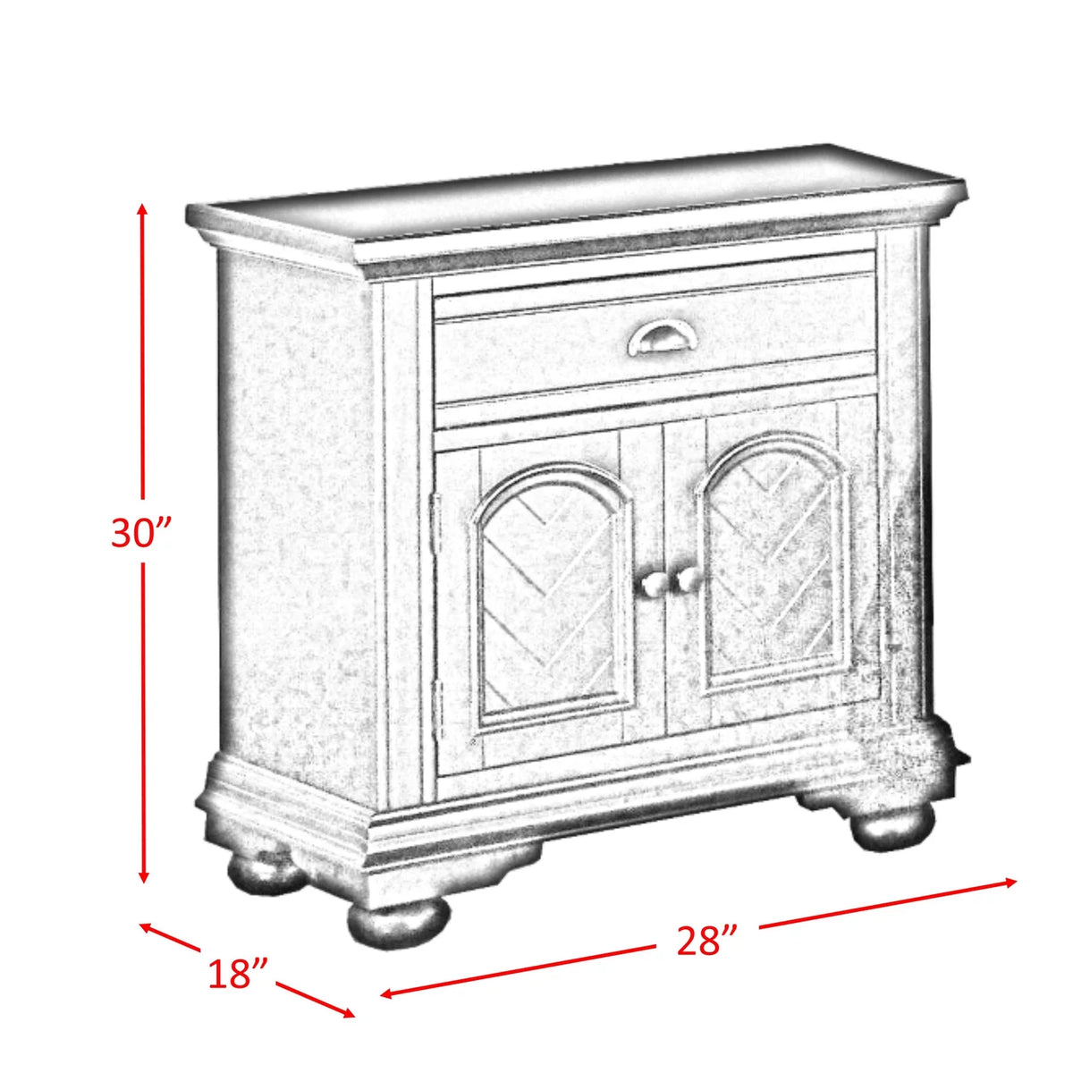 White Solid Poplar MDF Traditional Nightstand A2032